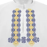 Folklórna ľudová košeľa MICHAL - farebná kombinácia výšivky: modrá žltá