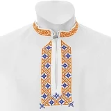 Folklórna košeľa PAVOL - farebná kombinácia výšivky: oranžová modrá