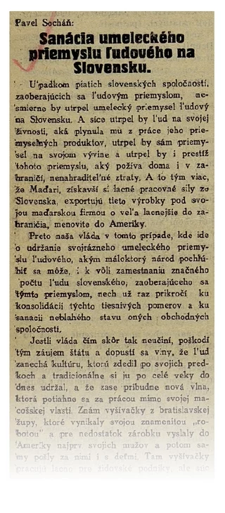 NÁRODNÝ DENNÍK - Sanácia umeleckého priemyslu ľudového na Slovensku